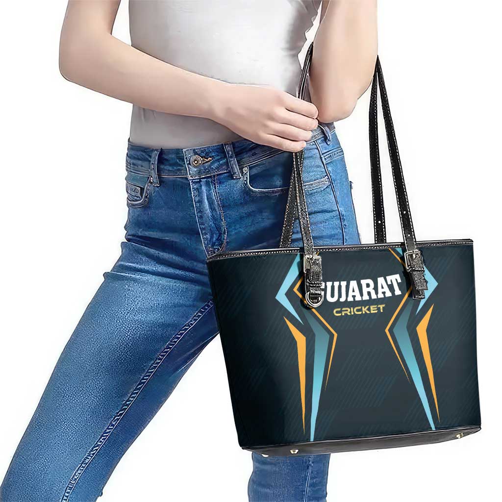 Gujarat 2025 Cricket Titans Leather Tote Bag Aava De Race With The Titans