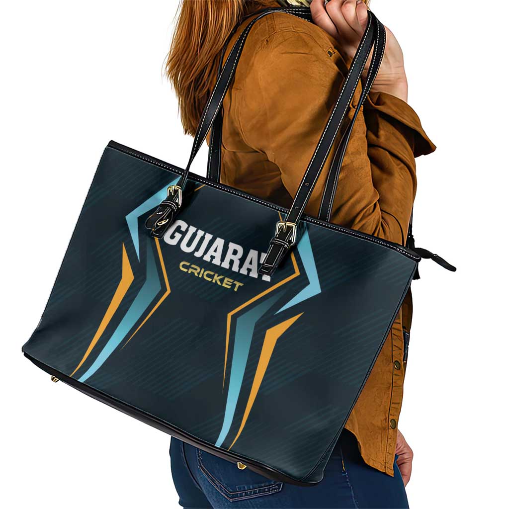 Gujarat 2025 Cricket Titans Leather Tote Bag Aava De Race With The Titans