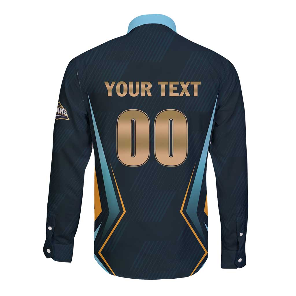 Custom Gujarat 2025 Cricket Titans Long Sleeve Button Shirt Aava De Race With The Titans