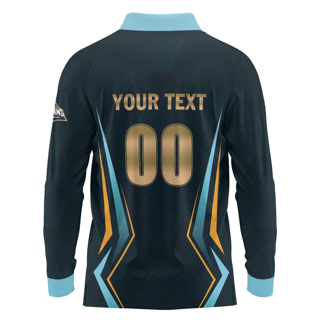 Custom Gujarat 2025 Cricket Titans Long Sleeve Polo Shirt Aava De Race With The Titans