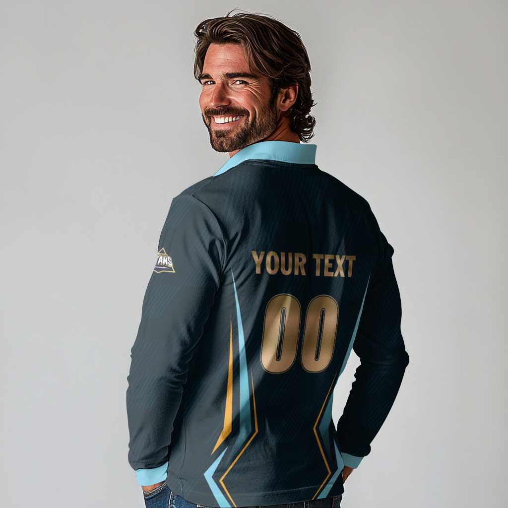 Custom Gujarat 2025 Cricket Titans Long Sleeve Polo Shirt Aava De Race With The Titans