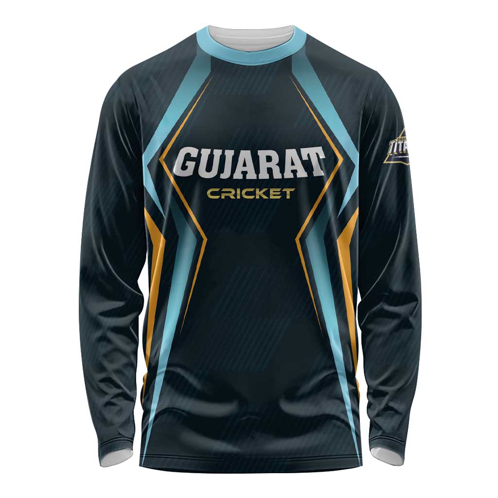 Custom Gujarat 2025 Cricket Titans Long Sleeve Shirt Aava De Race With The Titans