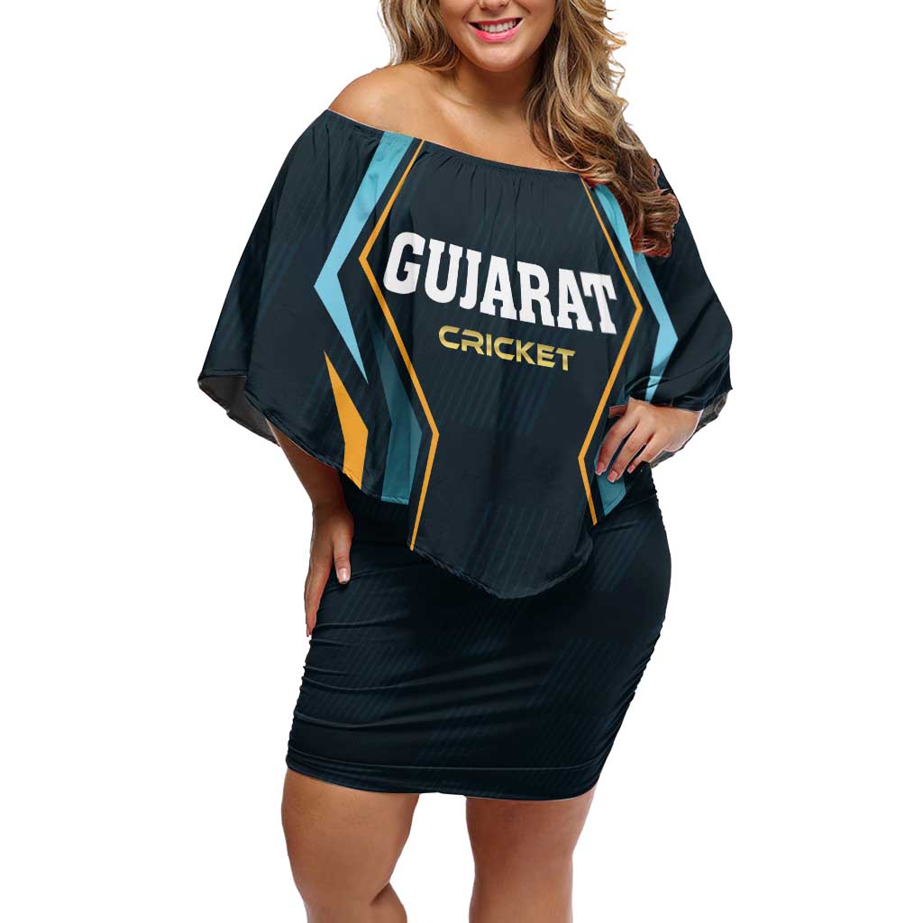 Custom Gujarat 2025 Cricket Titans Off Shoulder Short Dress Aava De Race With The Titans