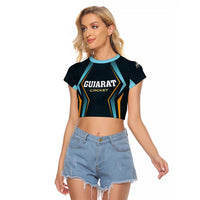 Custom Gujarat 2025 Cricket Titans Raglan Cropped T Shirt Aava De Race With The Titans