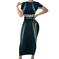 Custom Gujarat 2025 Cricket Titans Short Sleeve Bodycon Dress Aava De Race With The Titans