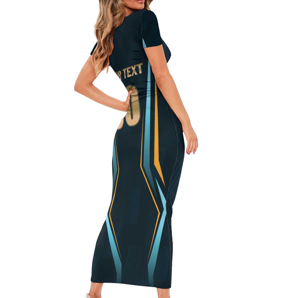 Custom Gujarat 2025 Cricket Titans Short Sleeve Bodycon Dress Aava De Race With The Titans