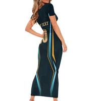 Custom Gujarat 2025 Cricket Titans Short Sleeve Bodycon Dress Aava De Race With The Titans