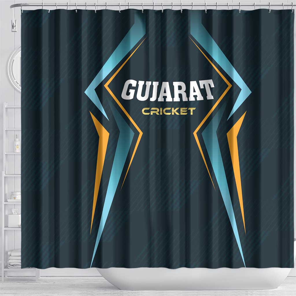 Gujarat 2025 Cricket Titans Shower Curtain Aava De Race With The Titans