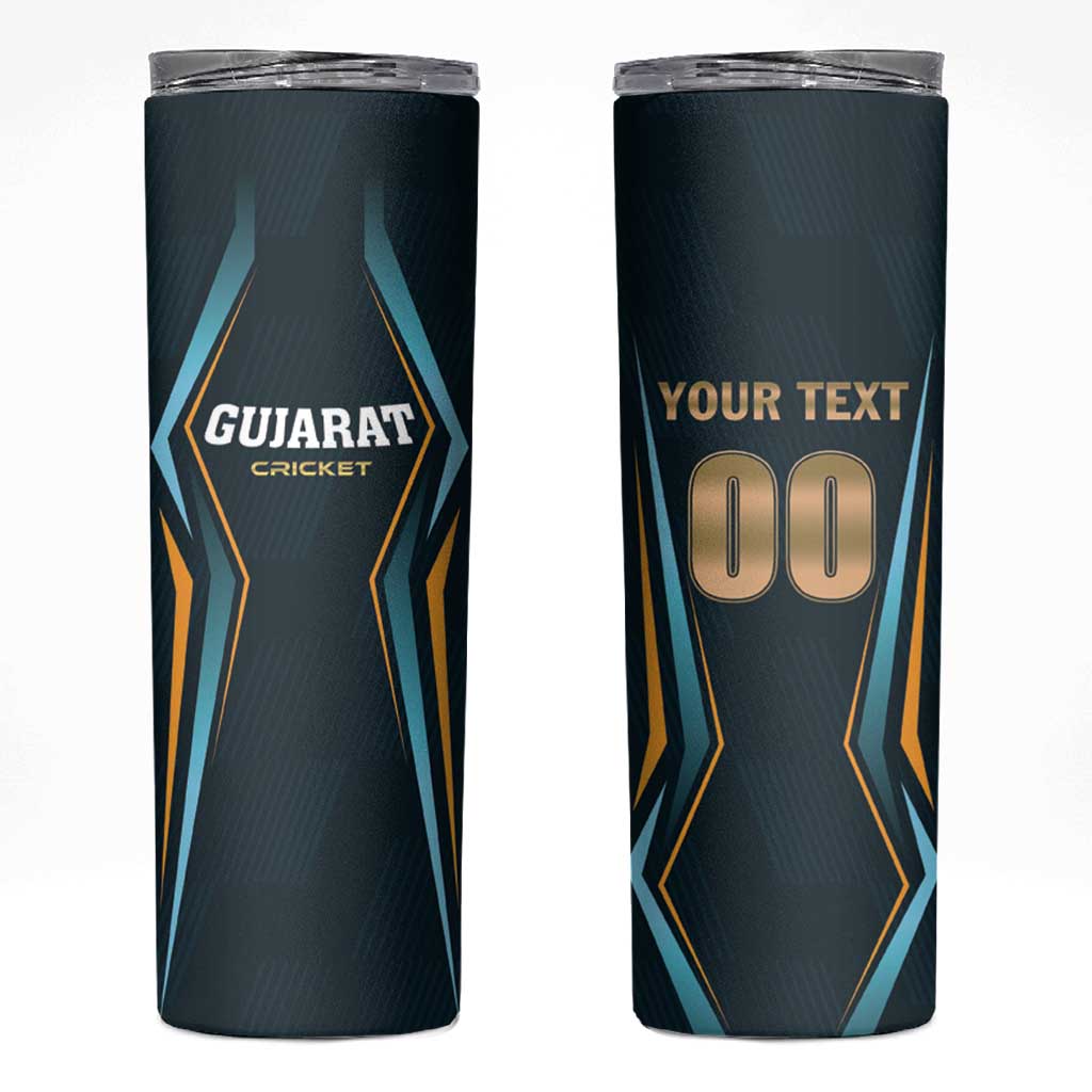 Custom Gujarat 2025 Cricket Titans Skinny Tumbler Aava De Race With The Titans