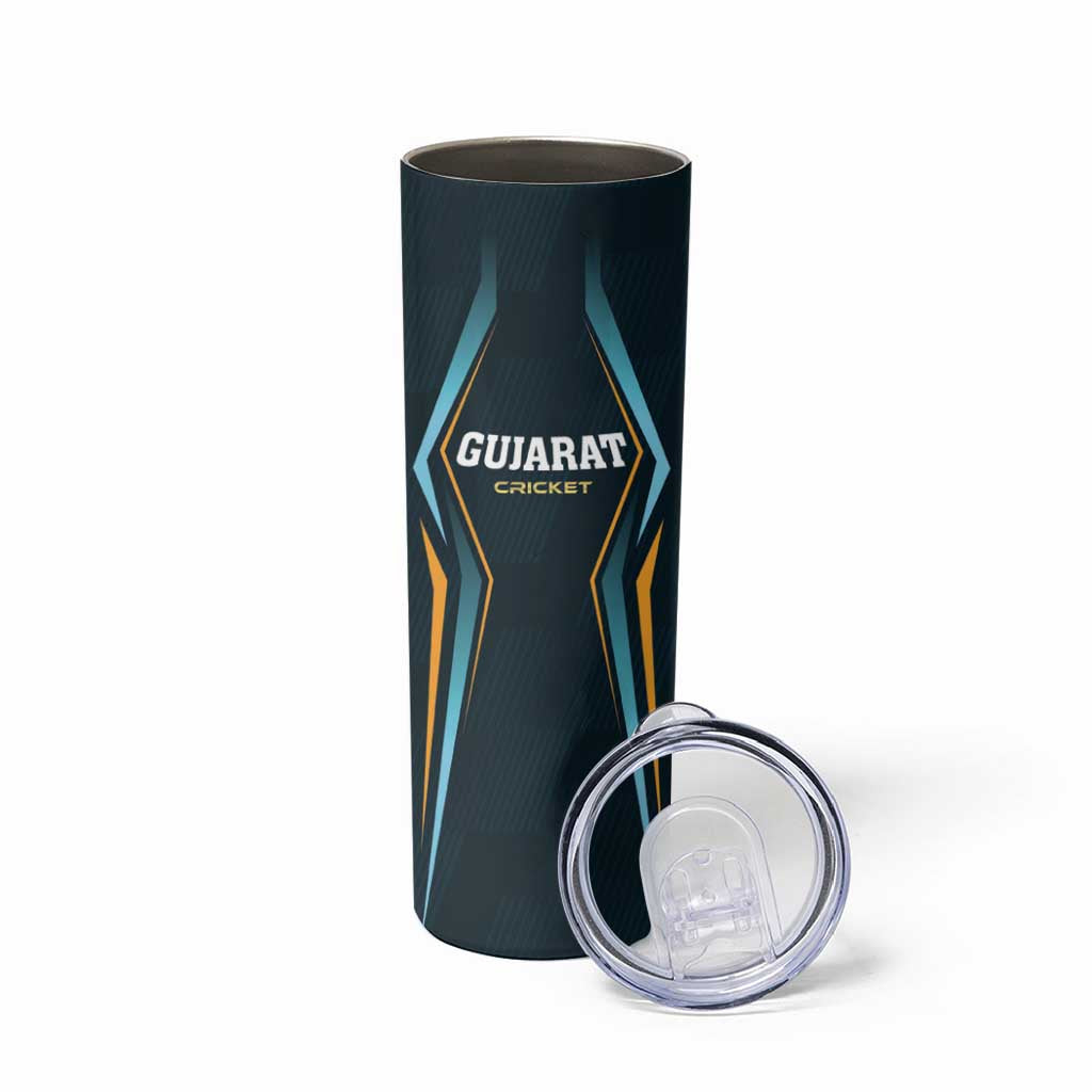 Custom Gujarat 2025 Cricket Titans Skinny Tumbler Aava De Race With The Titans