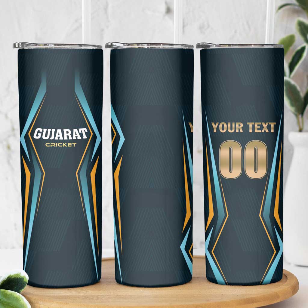 Custom Gujarat 2025 Cricket Titans Skinny Tumbler Aava De Race With The Titans