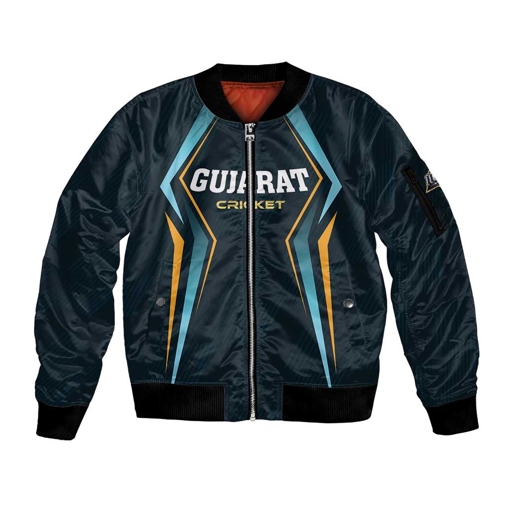 Custom Gujarat 2025 Cricket Titans Sleeve Zip Bomber Jacket Aava De Race With The Titans