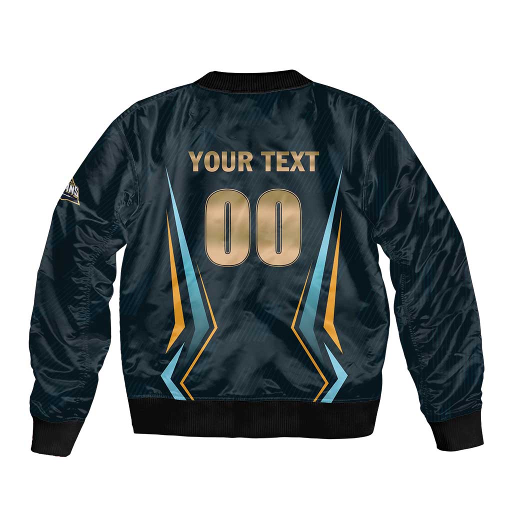 Custom Gujarat 2025 Cricket Titans Sleeve Zip Bomber Jacket Aava De Race With The Titans