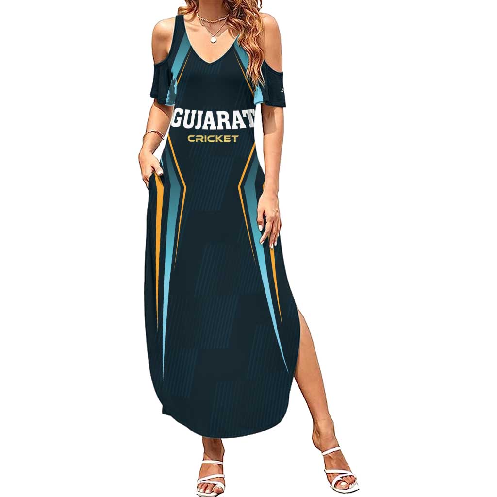Custom Gujarat 2025 Cricket Titans Summer Maxi Dress Aava De Race With The Titans