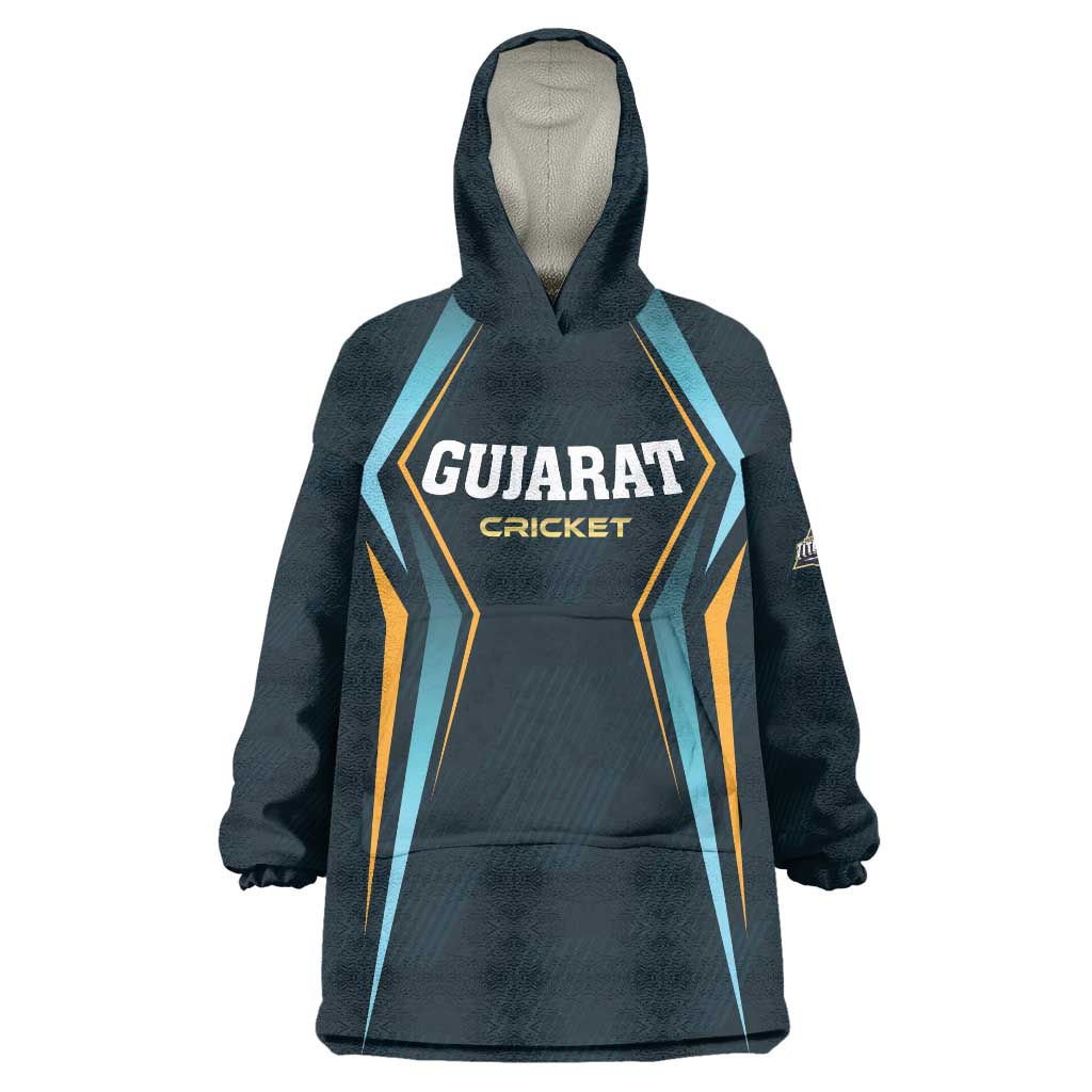Custom Gujarat 2025 Cricket Titans Wearable Blanket Hoodie Aava De Race With The Titans