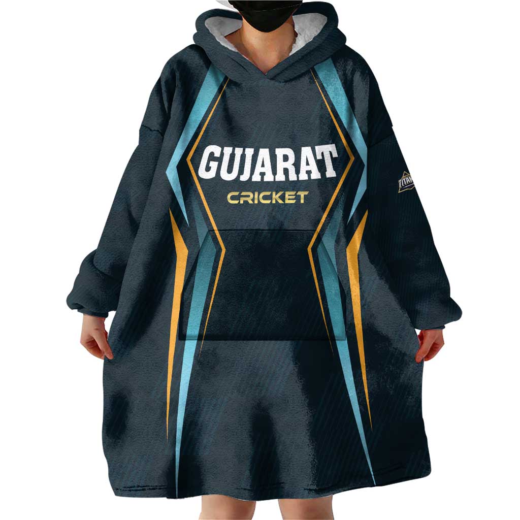 Custom Gujarat 2025 Cricket Titans Wearable Blanket Hoodie Aava De Race With The Titans