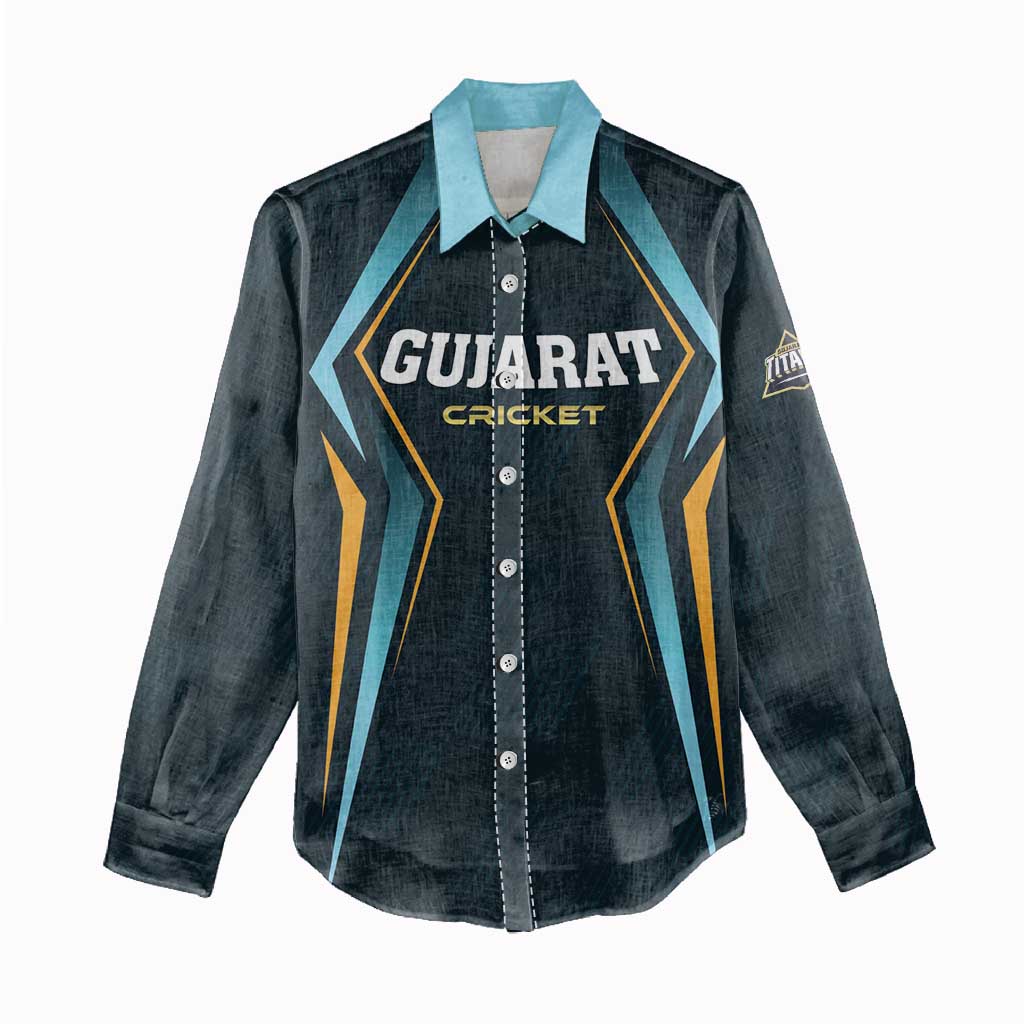 Custom Gujarat 2025 Cricket Titans Women Casual Shirt Aava De Race With The Titans