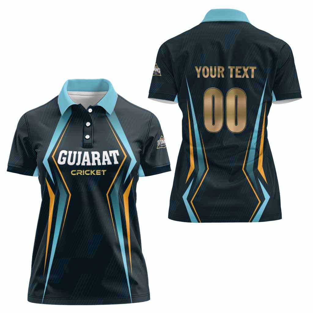 Custom Gujarat 2025 Cricket Titans Women Polo Shirt Aava De Race With The Titans