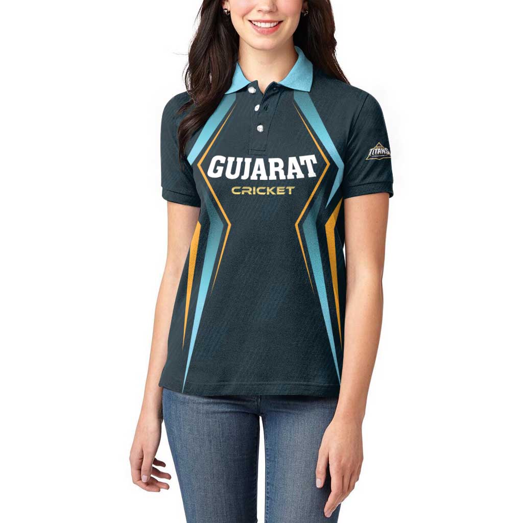 Custom Gujarat 2025 Cricket Titans Women Polo Shirt Aava De Race With The Titans