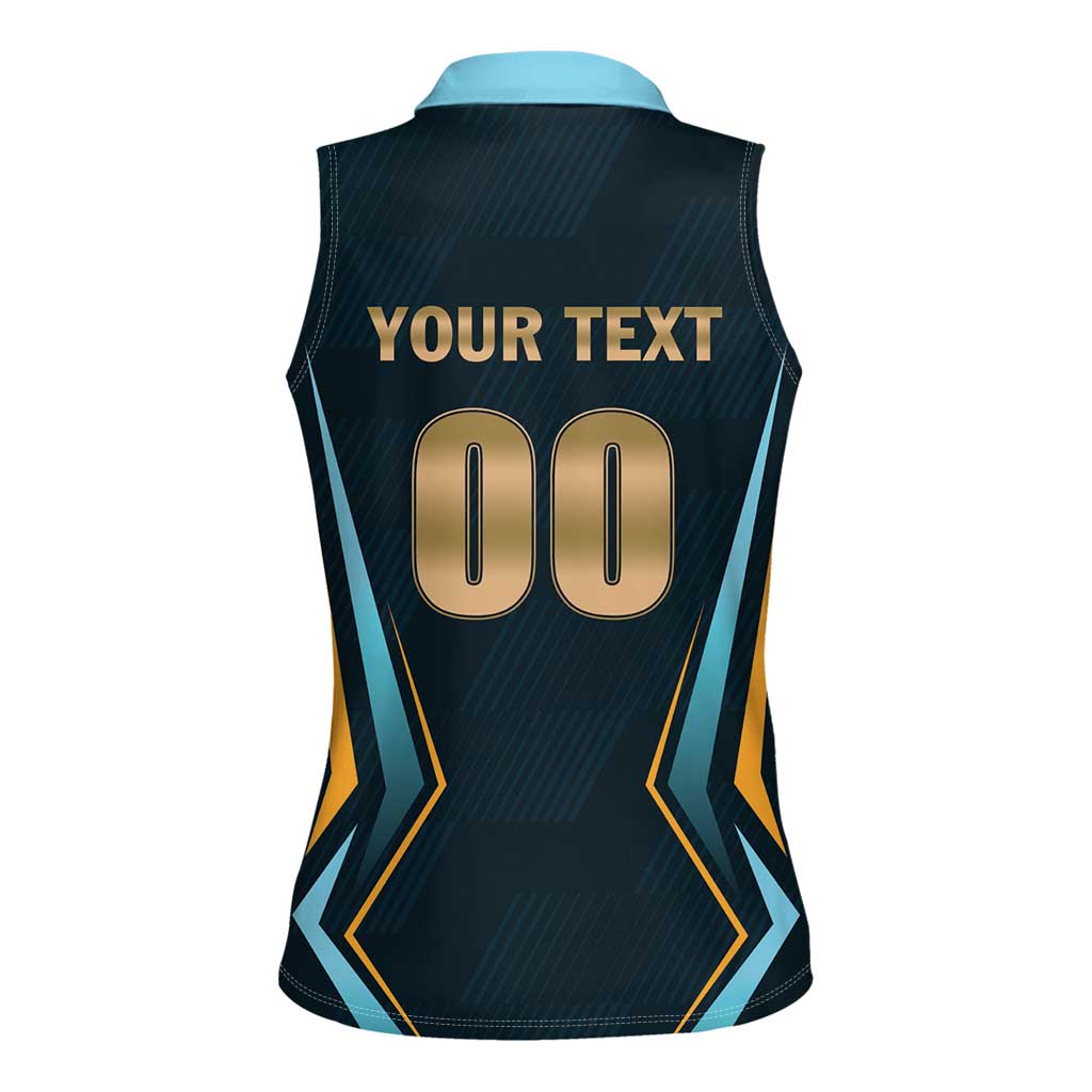 Custom Gujarat 2025 Cricket Titans Women Sleeveless Polo Shirt Aava De Race With The Titans
