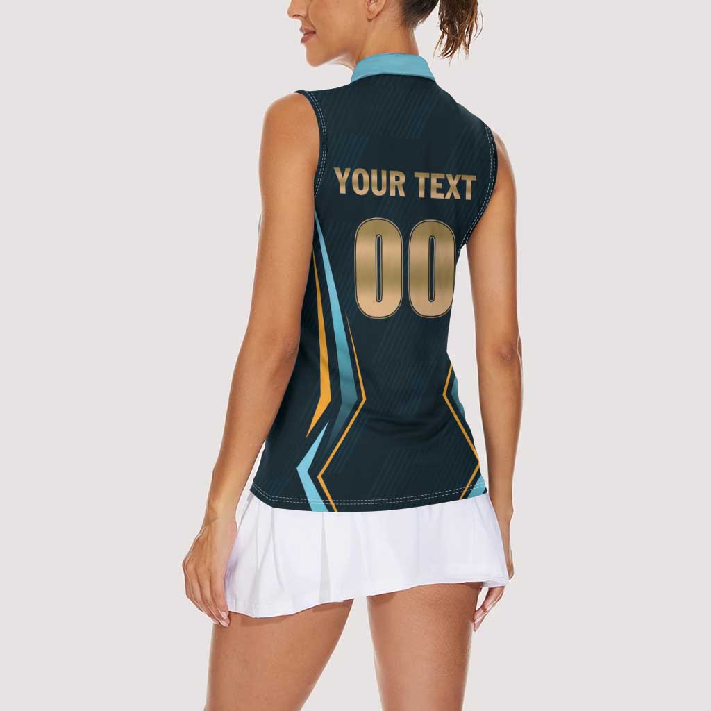 Custom Gujarat 2025 Cricket Titans Women Sleeveless Polo Shirt Aava De Race With The Titans