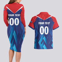 Custom Capitals Delhi 2025 Cricket Couples Matching Long Sleeve Bodycon Dress and Hawaiian Shirt Fight Till The End