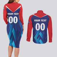 Custom Capitals Delhi 2025 Cricket Couples Matching Long Sleeve Bodycon Dress and Long Sleeve Button Shirt Fight Till The End