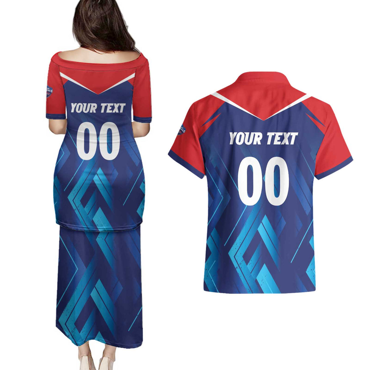 Custom Capitals Delhi 2025 Cricket Couples Matching Puletasi and Hawaiian Shirt Fight Till The End
