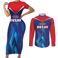 Custom Capitals Delhi 2025 Cricket Couples Matching Short Sleeve Bodycon Dress and Long Sleeve Button Shirt Fight Till The End
