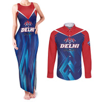 Custom Capitals Delhi 2025 Cricket Couples Matching Tank Maxi Dress and Long Sleeve Button Shirt Fight Till The End