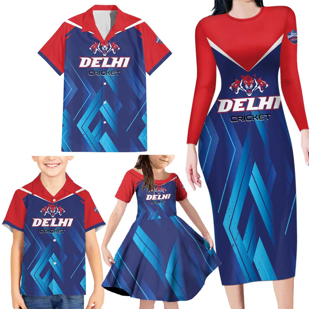 Custom Capitals Delhi 2025 Cricket Family Matching Long Sleeve Bodycon Dress and Hawaiian Shirt Fight Till The End