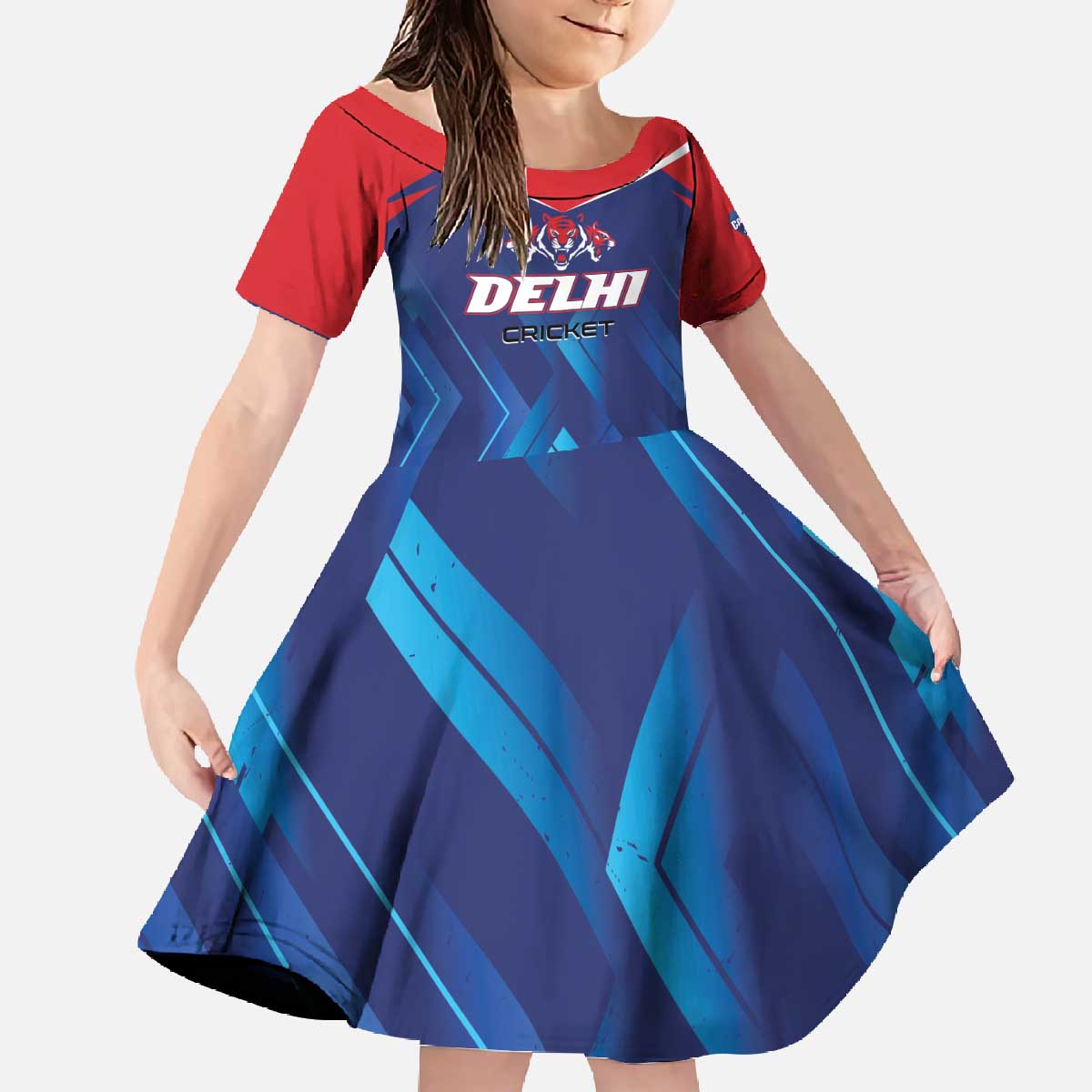 Custom Capitals Delhi 2025 Cricket Family Matching Off The Shoulder Long Sleeve Dress and Hawaiian Shirt Fight Till The End
