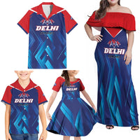 Custom Capitals Delhi 2025 Cricket Family Matching Off Shoulder Maxi Dress and Hawaiian Shirt Fight Till The End