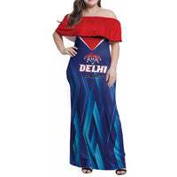 Custom Capitals Delhi 2025 Cricket Family Matching Off Shoulder Maxi Dress and Hawaiian Shirt Fight Till The End