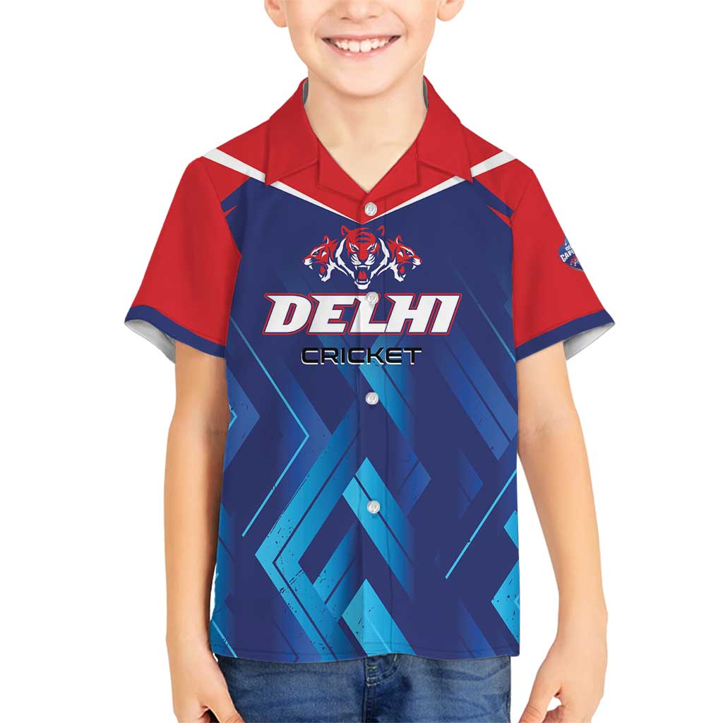 Custom Capitals Delhi 2025 Cricket Family Matching Off Shoulder Maxi Dress and Hawaiian Shirt Fight Till The End