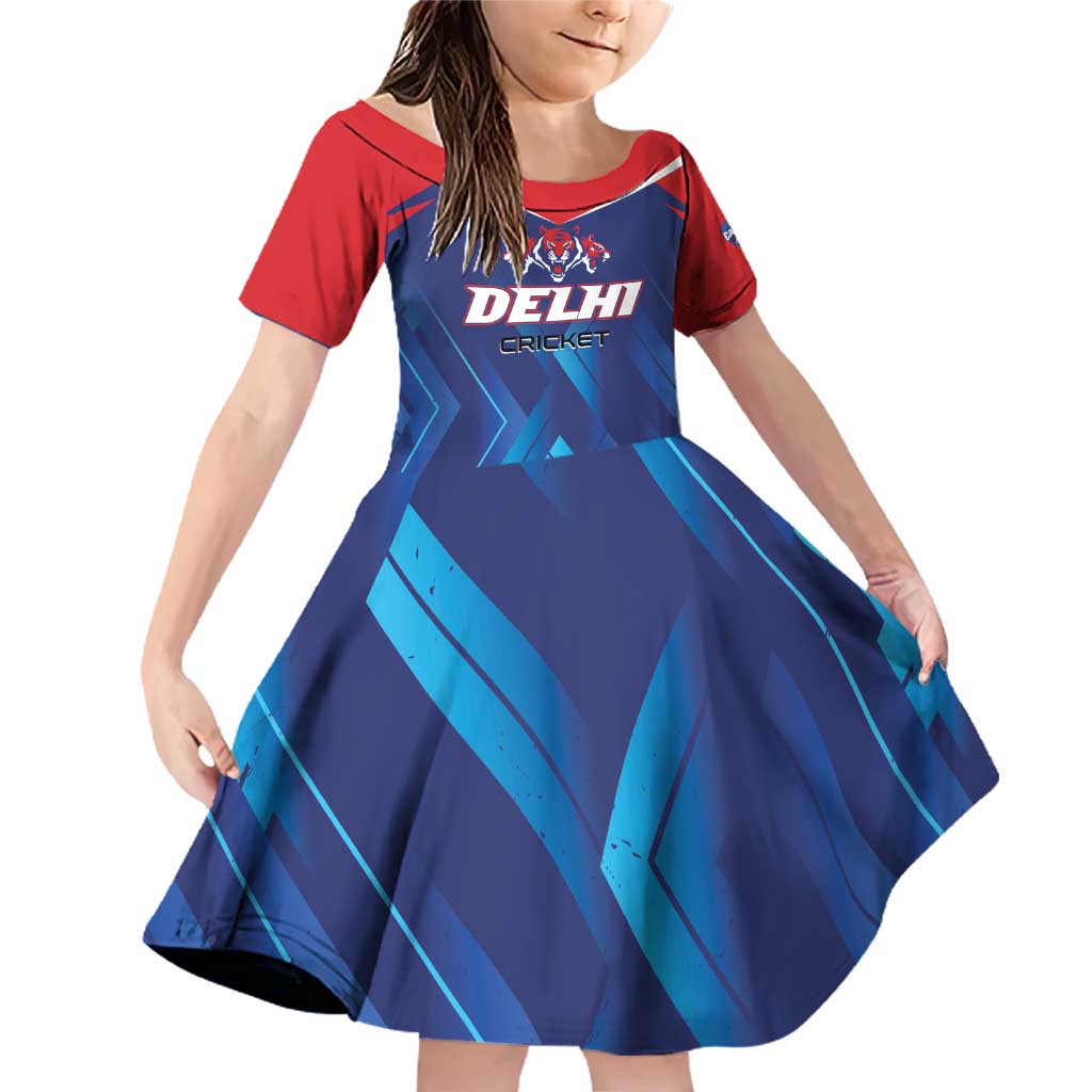 Custom Capitals Delhi 2025 Cricket Family Matching Off Shoulder Short Dress and Hawaiian Shirt Fight Till The End