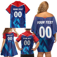 Custom Capitals Delhi 2025 Cricket Family Matching Off Shoulder Short Dress and Hawaiian Shirt Fight Till The End