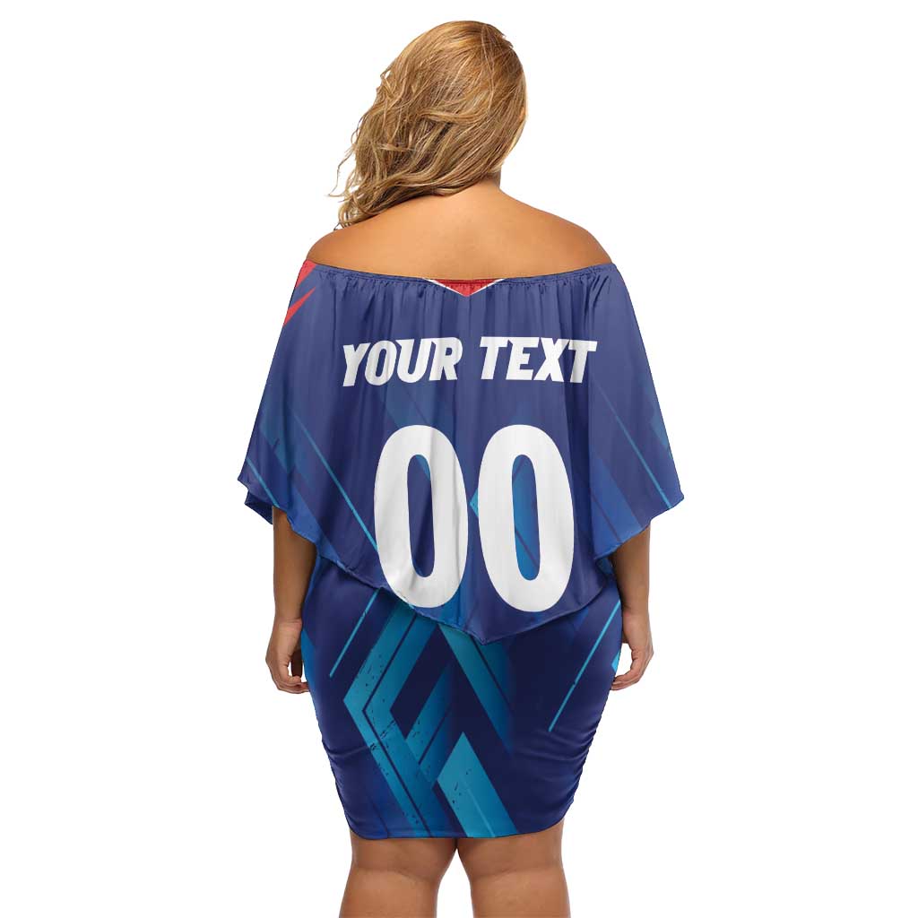 Custom Capitals Delhi 2025 Cricket Family Matching Off Shoulder Short Dress and Hawaiian Shirt Fight Till The End