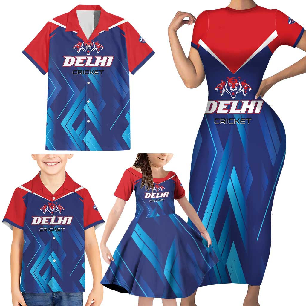 Custom Capitals Delhi 2025 Cricket Family Matching Short Sleeve Bodycon Dress and Hawaiian Shirt Fight Till The End