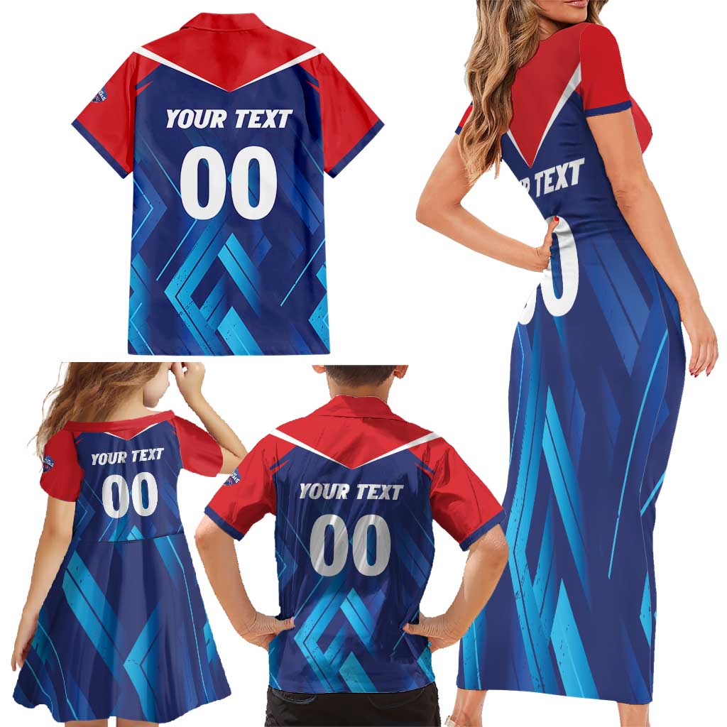 Custom Capitals Delhi 2025 Cricket Family Matching Short Sleeve Bodycon Dress and Hawaiian Shirt Fight Till The End