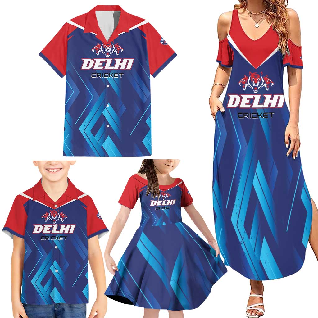 Custom Capitals Delhi 2025 Cricket Family Matching Summer Maxi Dress and Hawaiian Shirt Fight Till The End