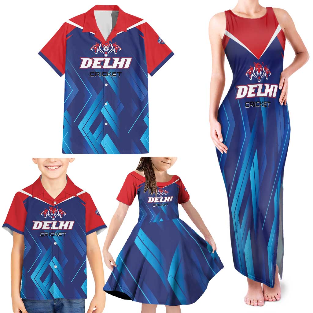 Custom Capitals Delhi 2025 Cricket Family Matching Tank Maxi Dress and Hawaiian Shirt Fight Till The End