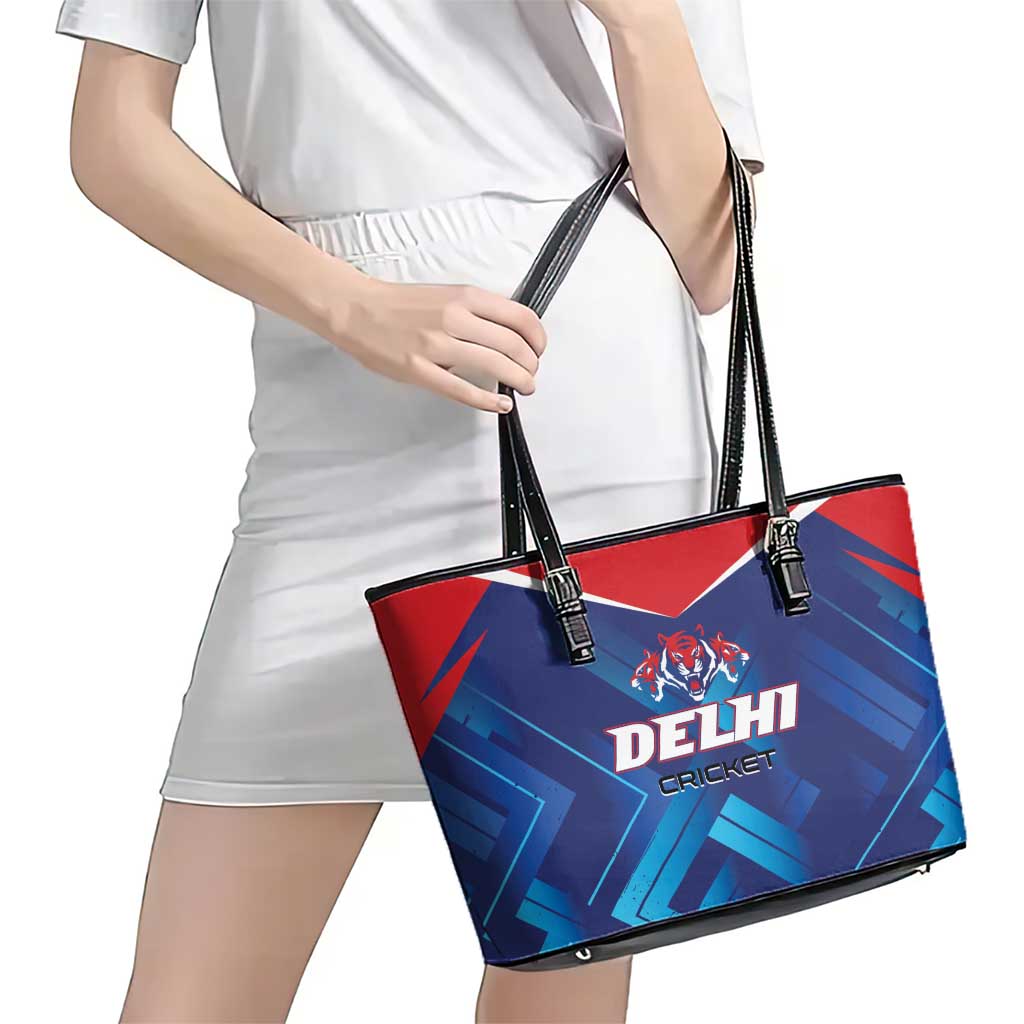 Capitals Delhi 2025 Cricket Leather Tote Bag Fight Till The End