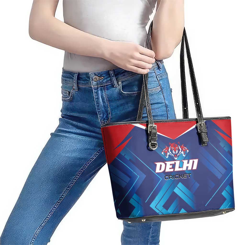 Capitals Delhi 2025 Cricket Leather Tote Bag Fight Till The End