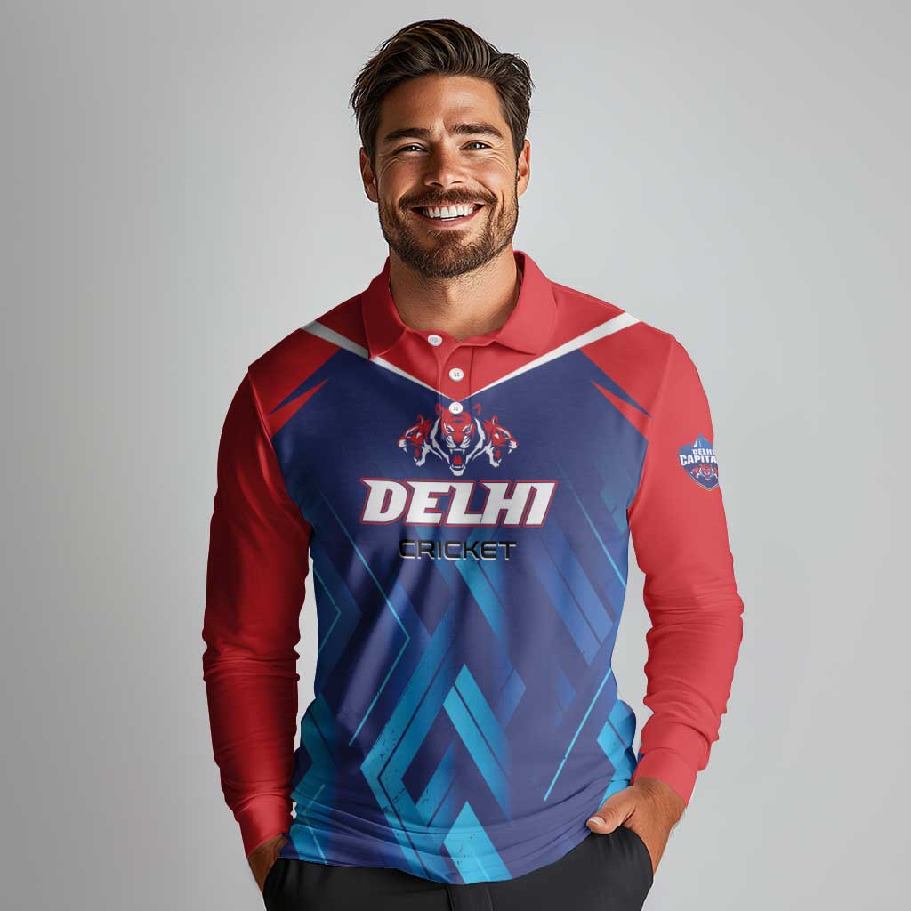 Custom Capitals Delhi 2025 Cricket Long Sleeve Polo Shirt Fight Till The End