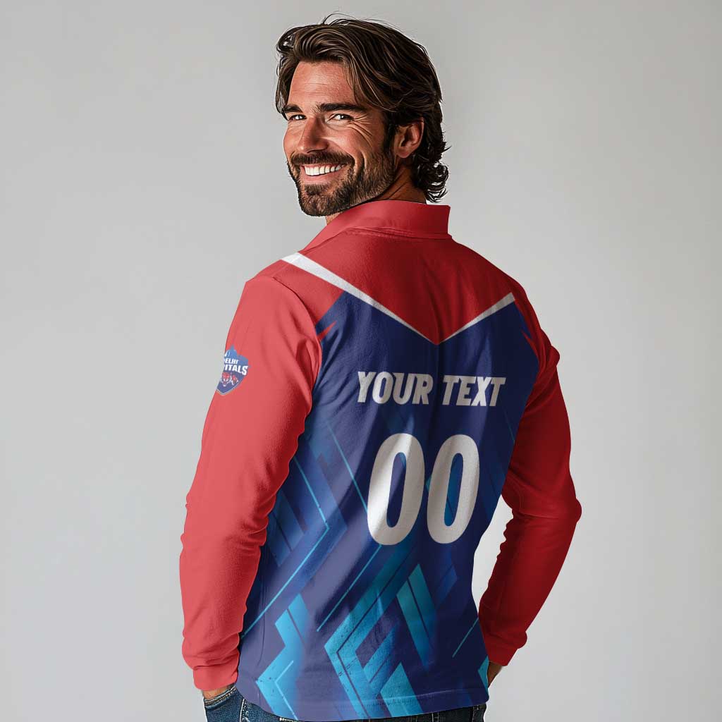 Custom Capitals Delhi 2025 Cricket Long Sleeve Polo Shirt Fight Till The End