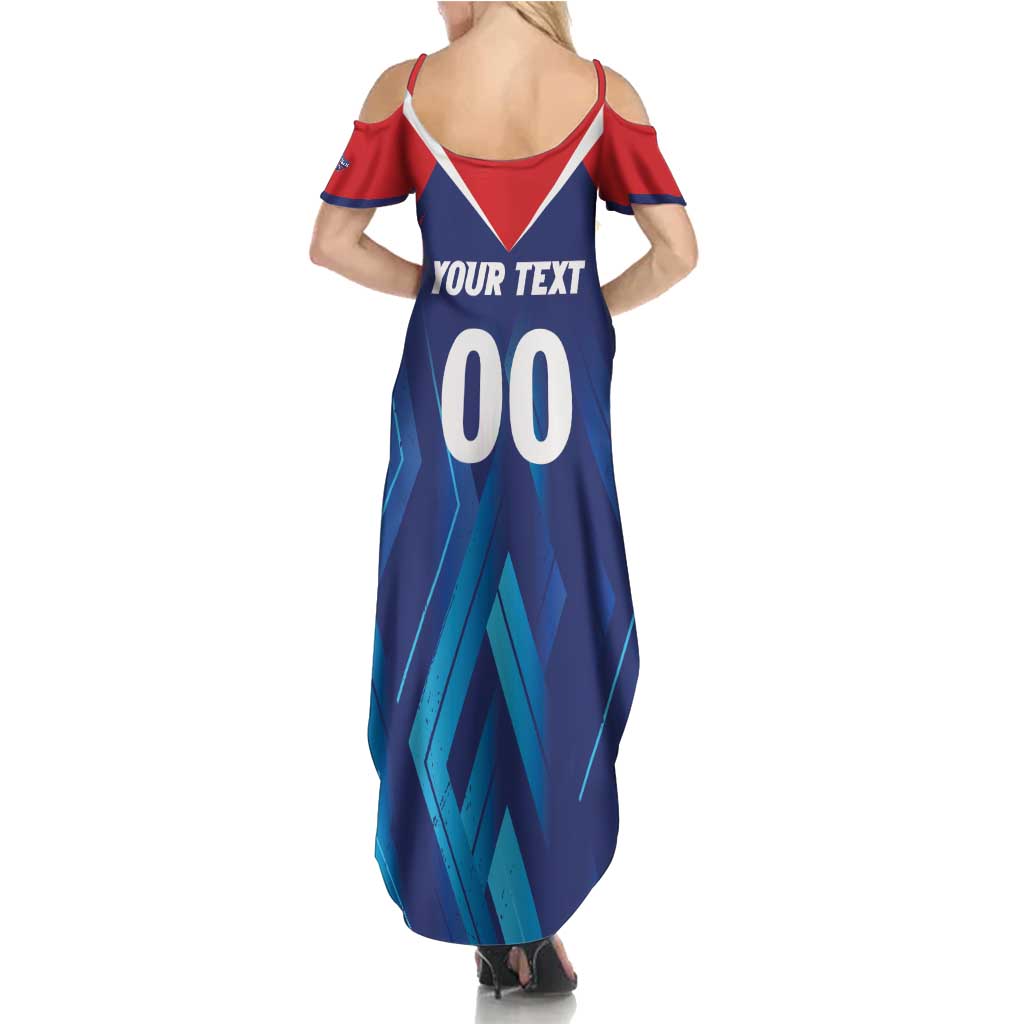 Custom Capitals Delhi 2025 Cricket Summer Maxi Dress Fight Till The End