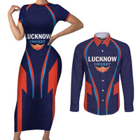 Custom Lucknow 2025 Cricket Super Giants Couples Matching Short Sleeve Bodycon Dress and Long Sleeve Button Shirt Hum Aa Rahe Hai
