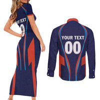 Custom Lucknow 2025 Cricket Super Giants Couples Matching Short Sleeve Bodycon Dress and Long Sleeve Button Shirt Hum Aa Rahe Hai