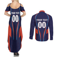 Custom Lucknow 2025 Cricket Super Giants Couples Matching Summer Maxi Dress and Long Sleeve Button Shirt Hum Aa Rahe Hai